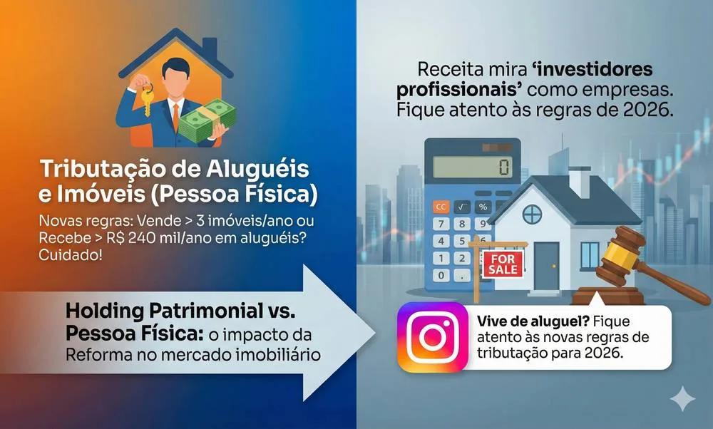 Comparacao entre tributacao de alugueis na pessoa fisica e holding patrimonial